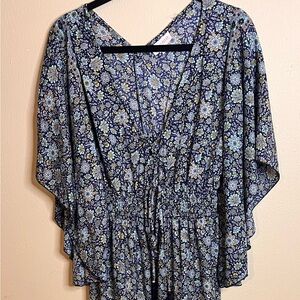 Light polyester floral maxi loose tiered dress size L